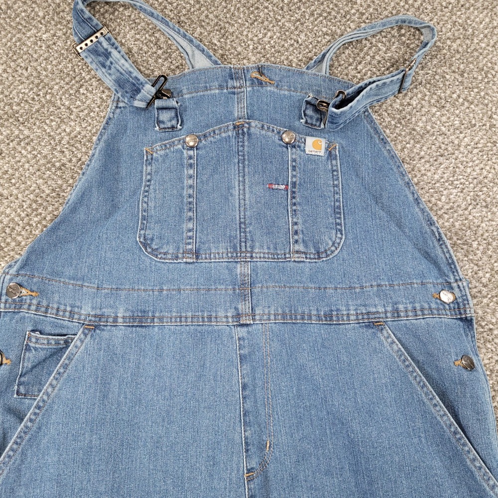Carhartt Womens Denim Bib Overalls Light Wash Blue Stretch WR008 FBI XL 16/18 - Picture 2 of 16